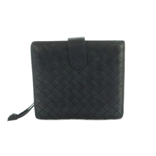 【中古】ボッテガヴェネタ BOTTEGA VENETA イントレチャート 財布 二つ折り 小銭入れ レザー 黒 /MI ■OS ■OH メンズ