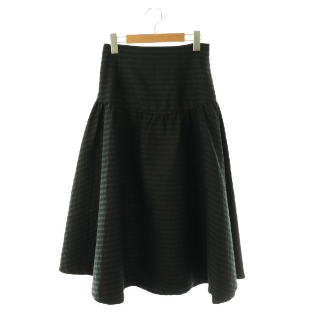 【中古】ボーダーズアットバルコニー ICONIC BORDER SKIRT スカート フレア ロング ボーダー 38 ブラック