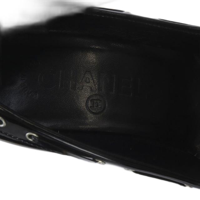 【中古】シャネル CHANEL パンプス ハイヒール リボンモチーフ エナメルレザー 23.5cm ブラック /YO10 レディース_5