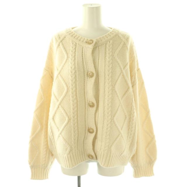 【中古】ハーリップトゥ Her lip to 25AW H Boa Cable Knit Cardigan カーディガン ニット 長袖 S オフホワイト /HK