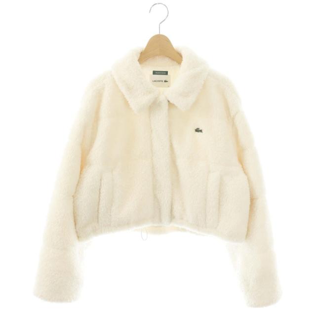 【中古】ラコステ LACOSTE ×クロップド中綿ジャケット ジップアップ 36 オフホワイト /HK ■OS レディース