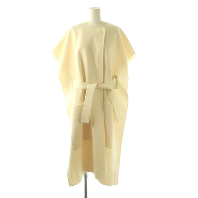 【中古】シーニュ Cygne ジレコート ポンチョコート ロング ノーカラー アイボリー /DO ■OS レディース