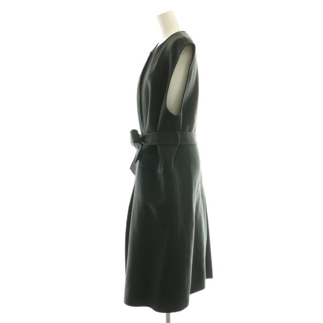 【中古】ユナイテッドアローズ UNITED ARROWS ノーカラー ジレ ベスト ロング ベルト付き 36 チャコール /CX ■OS_2
