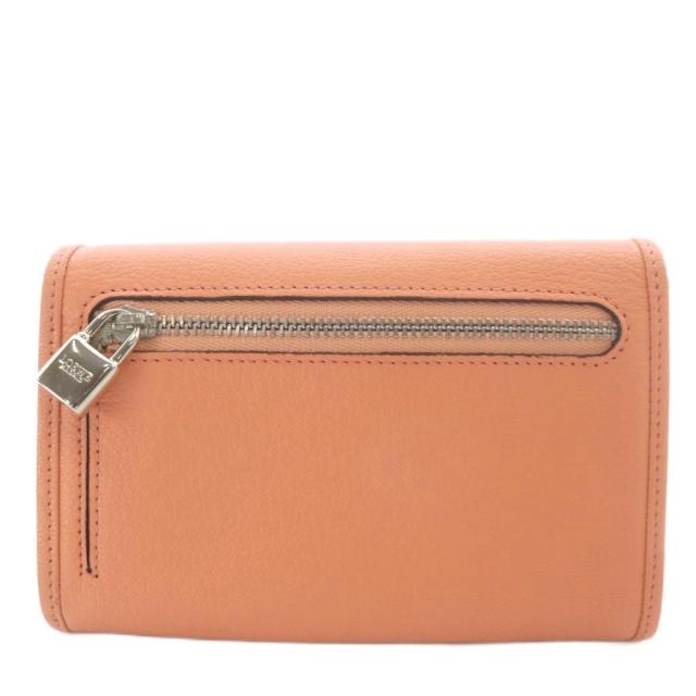 【中古】ロエベ LOEWE アマソナ コンパクトウォレット 財布 二つ折り アナグラム レザー サーモンピンク_1