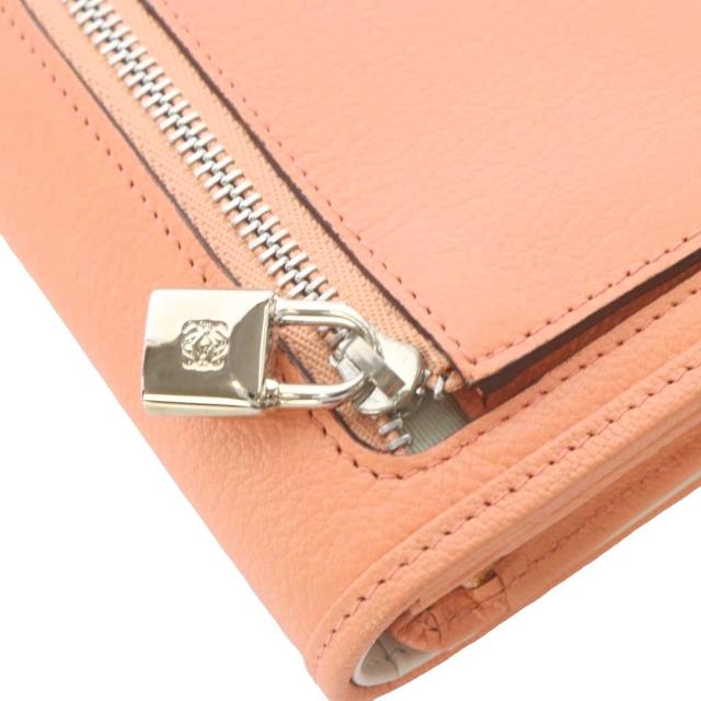 【中古】ロエベ LOEWE アマソナ コンパクトウォレット 財布 二つ折り アナグラム レザー サーモンピンク_7