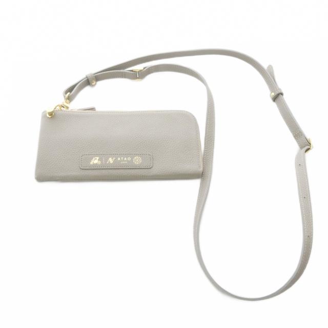 【中古】アタオ ATAO Batty 長財布 レザー ロゴ グレージュ /SR レディース