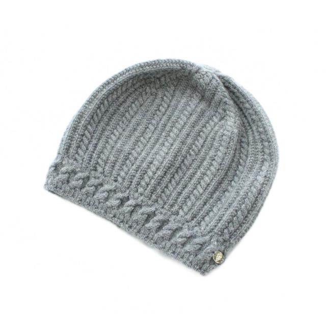 【中古】ヘレンカミンスキー  Simone ニット帽 ビーニー 帽子 カシミヤ グレー ケーブル編み /RI ■OS レディース