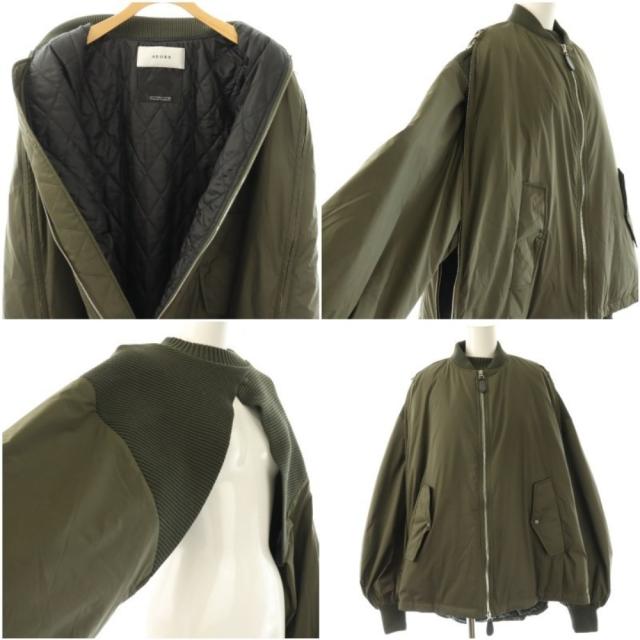 【中古】アドーア ADORE 24AW ストレッチタフタジャケット MA-1 2点セット 38 カーキ /HK ■OS レディース_6