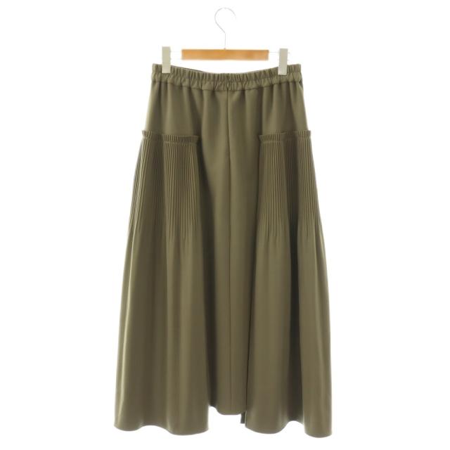 【中古】アドーア ADORE 24SS ダブルジョーゼットスカート フレア ロング 38 カーキ /HK ■OS レディース_1