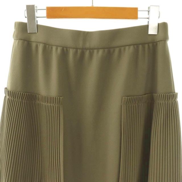 【中古】アドーア ADORE 24SS ダブルジョーゼットスカート フレア ロング 38 カーキ /HK ■OS レディース_2