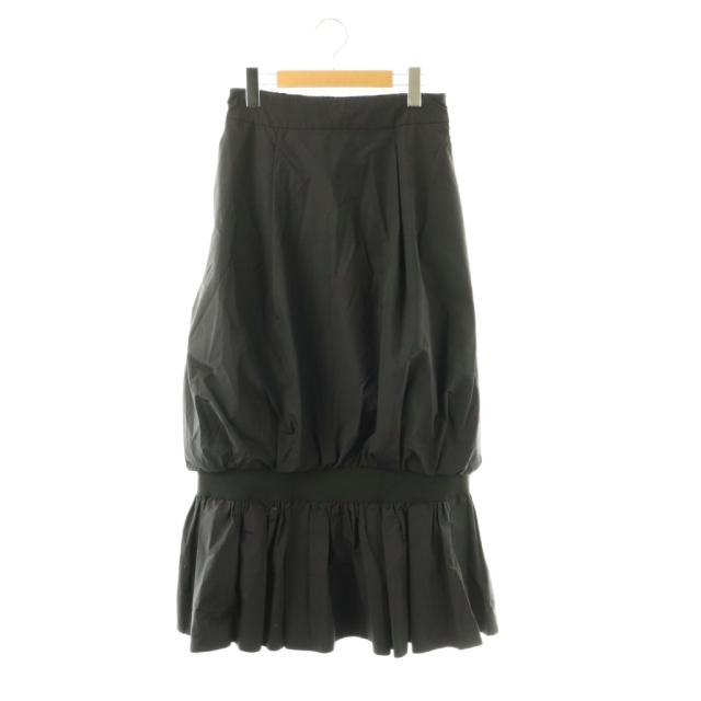 【中古】アドーア ADORE 25SS パウダータッチタフタスカート ロング フレア 36 ブラック /DO ■OS レディース