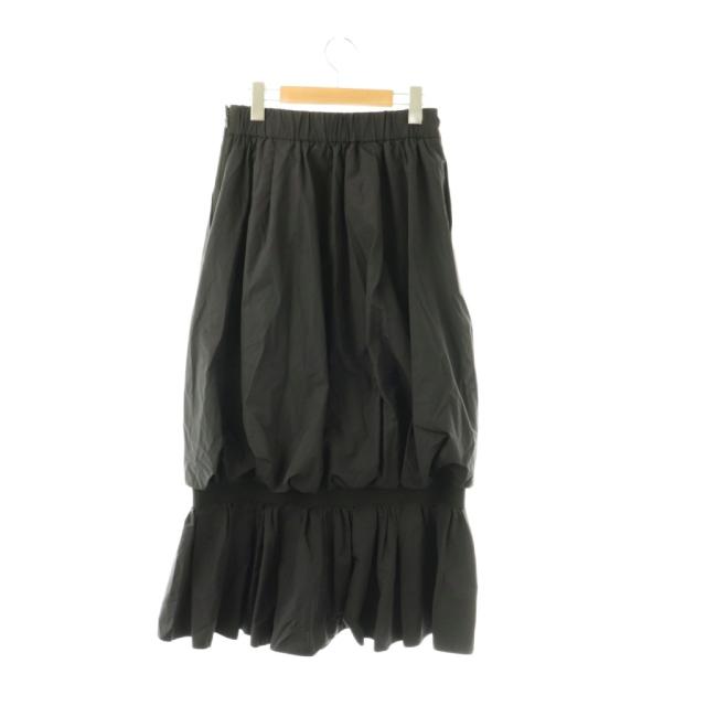 【中古】アドーア ADORE 25SS パウダータッチタフタスカート ロング フレア 36 ブラック /DO ■OS レディース_1