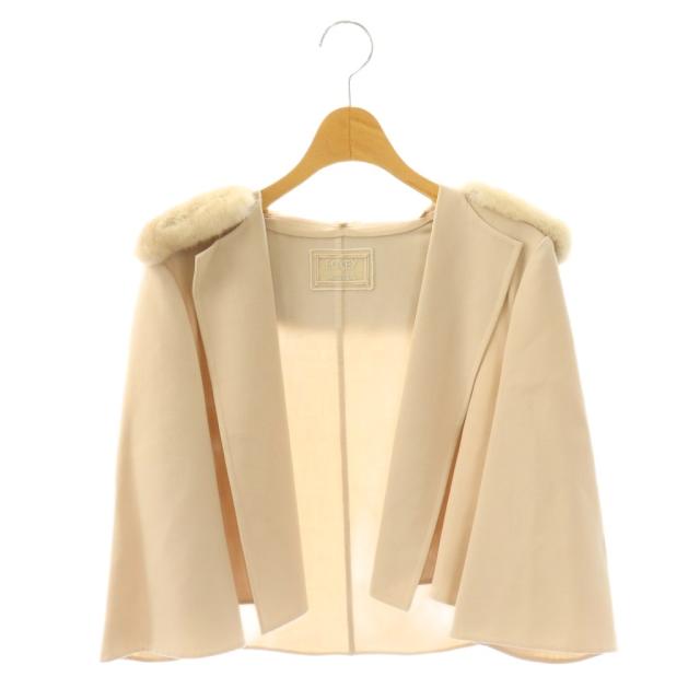 【中古】フォクシー ブティック FOXEY BOUTIQUE 38682 ミンクファー付ジャケット羽織り クロップド 38 ベージュ /ES