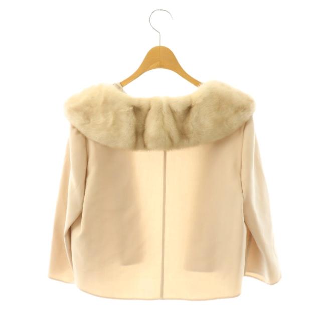 【中古】フォクシー ブティック FOXEY BOUTIQUE 38682 ミンクファー付ジャケット羽織り クロップド 38 ベージュ /ES_1