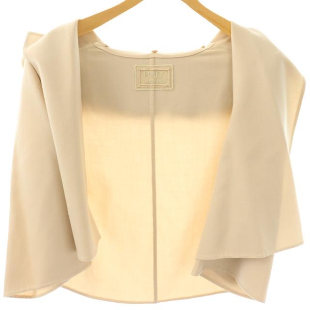 【中古】フォクシー ブティック FOXEY BOUTIQUE 38682 ミンクファー付ジャケット羽織り クロップド 38 ベージュ /ES_3