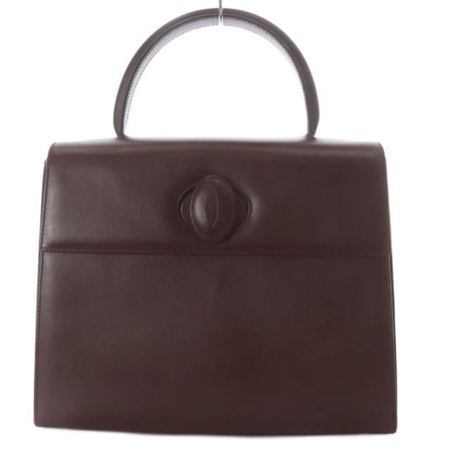 【中古】カルティエ Cartier マストライン スクエアバッグ ハンドバッグ ワンハンドル レザー ボルドー