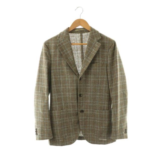 【中古】ボリオリ BOGLIOLI DOVER ジャケット テーラード チェック ウール カシミヤ 44 茶 グレー 水色 /CX ■OS
