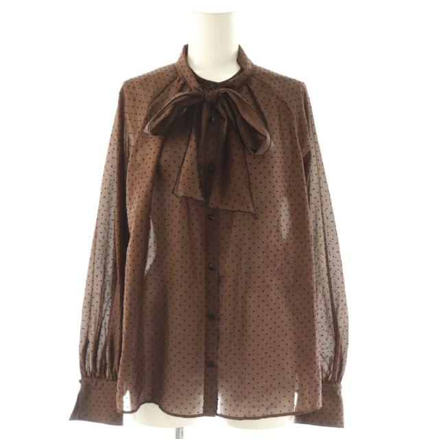 【中古】アナイ ANAYI 25AW ドットオーガンジーリボンブラウス シャツ 38 ブラウン ブラック /ES ■OS レディース