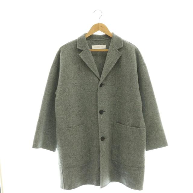 【中古】ギャルリーヴィー 25AW ウールダブルフェイス キモノスリーブコート チェスターコート F グレー レディース