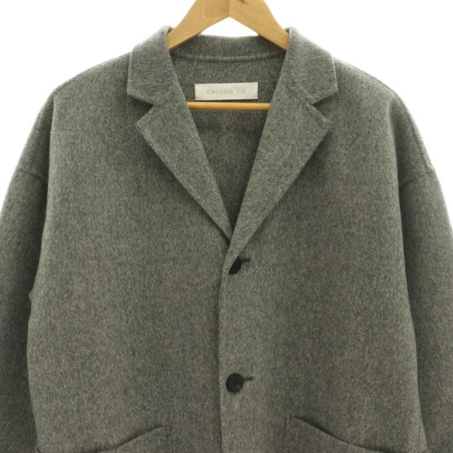 【中古】ギャルリーヴィー 25AW ウールダブルフェイス キモノスリーブコート チェスターコート F グレー レディース_3