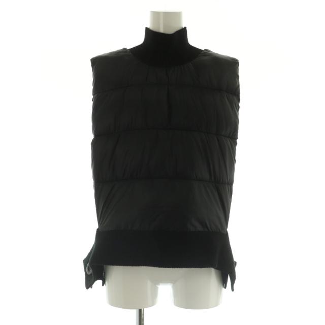 【中古】エンフォルド ENFOLD RIB-NECK VEST 中綿ベスト 切替 ナイロン 38 ブラック /MY ■OS レディース