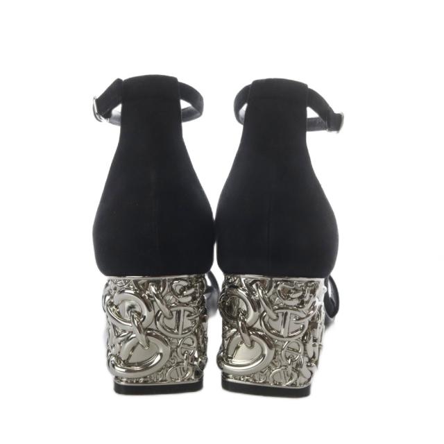 【中古】エルメス HERMES Glam 60 シェーヌダンクル サンダル チャンキーヒール アンクルストラップ 36 ブラック_2