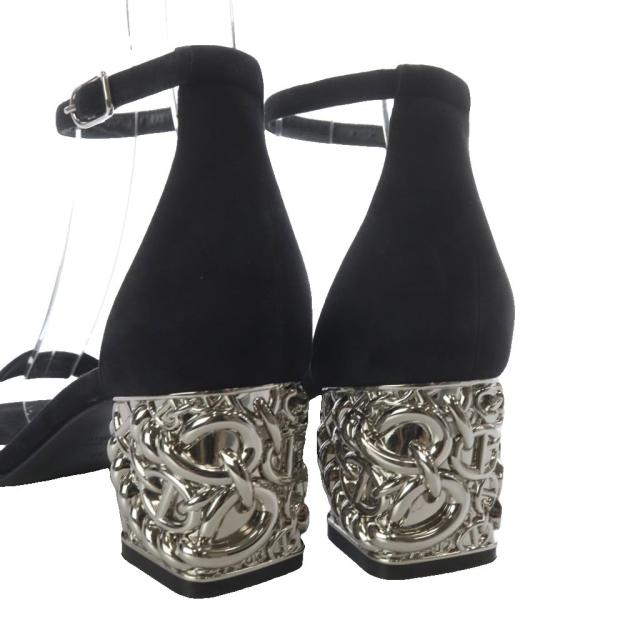 【中古】エルメス HERMES Glam 60 シェーヌダンクル サンダル チャンキーヒール アンクルストラップ 36 ブラック_7