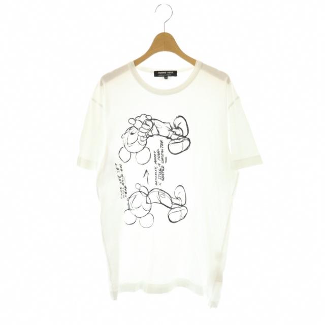 【中古】コムデギャルソンオムドゥ DEUX DF-T011 AD2020 Tシャツ カットソー 半袖 コットン M 白 黒