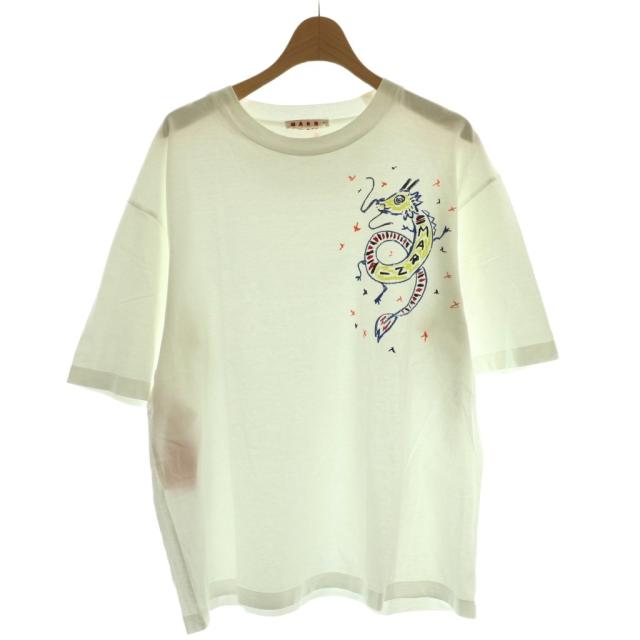 【中古】マルニ MARNI ドラゴンプリントTシャツ カットソー 40 ホワイト /CX ■OS ■AD