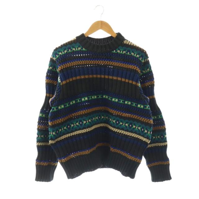 【中古】サカイ sacai 25-03601M ローゲージボーダーニット セーター 長袖 1 ブラック /HK ■OS ■AD メンズ