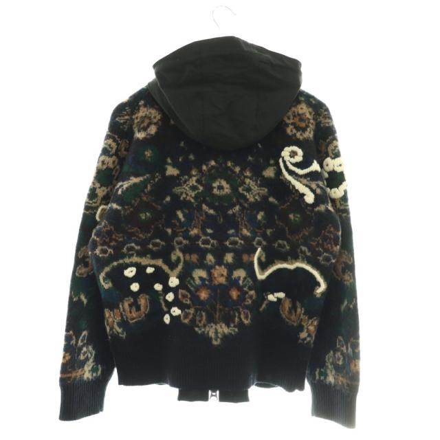 【中古】サカイ 25-03766M Floral Jacquard フローラルジャカードニットブルゾン ジャケット ジップアップ 1 黒 紺_1
