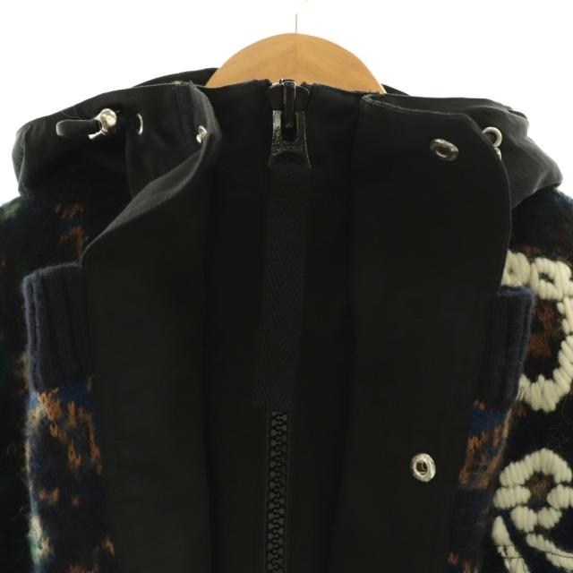 【中古】サカイ 25-03766M Floral Jacquard フローラルジャカードニットブルゾン ジャケット ジップアップ 1 黒 紺_3