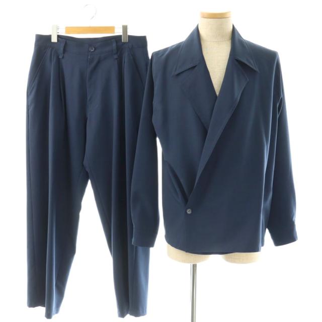 【中古】イロコイ iroquois REFLAX WEATHER CLOTH WJK PTジャケットパンツセットアップ ダブル 1 ネイビー /HK ■OS