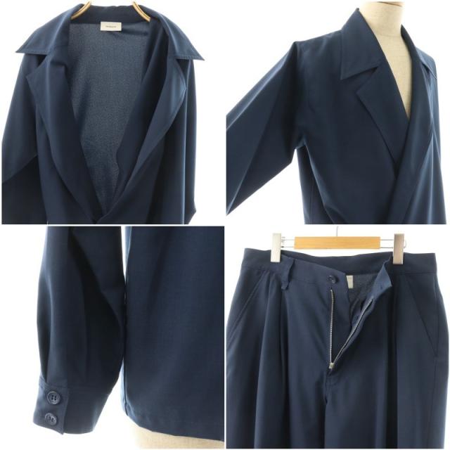【中古】イロコイ iroquois REFLAX WEATHER CLOTH WJK PTジャケットパンツセットアップ ダブル 1 ネイビー /HK ■OS_6