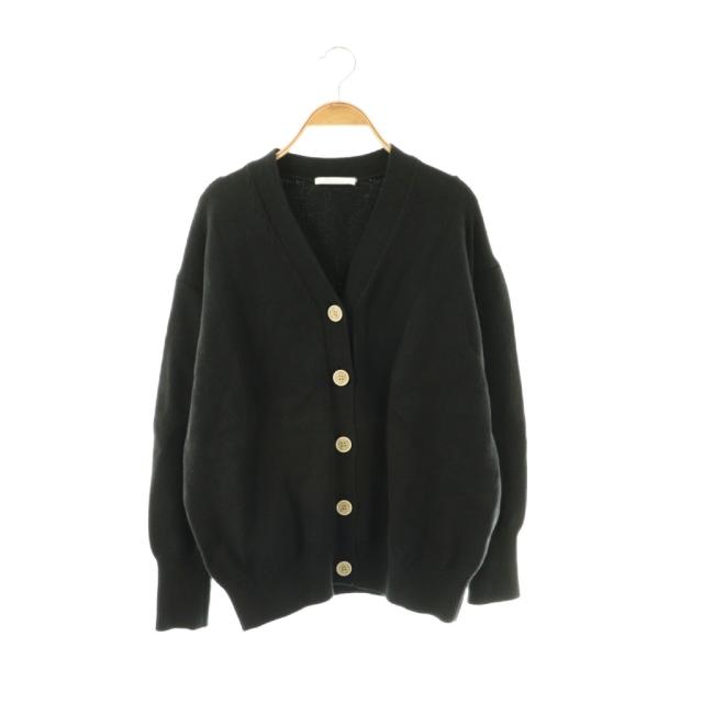 【中古】ウィムガゼット Whim Gazette 26SS ボタンカーディガン 長袖 Vネック F ブラック /DO ■OS レディース