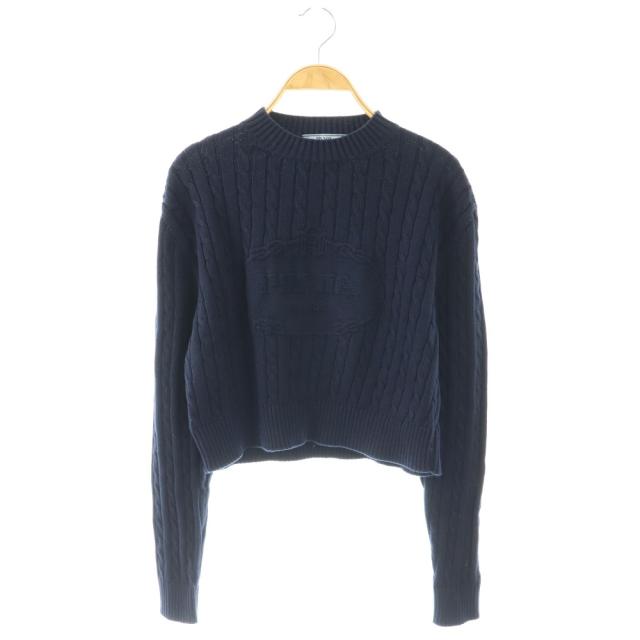 PRADA36ニット 中古】プラダ PRADA コットン ロゴ クロップドニット セーター 36