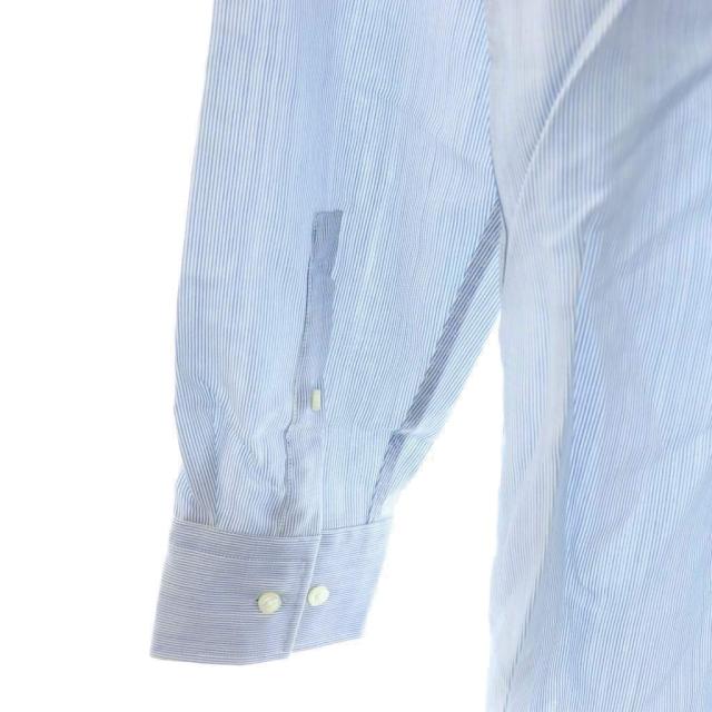 【中古】未使用品 ヒューゴボス HUGO BOSS レギュラーカラーストライプシャツ ウール 長袖 42A ブルー ホワイト /CX_3