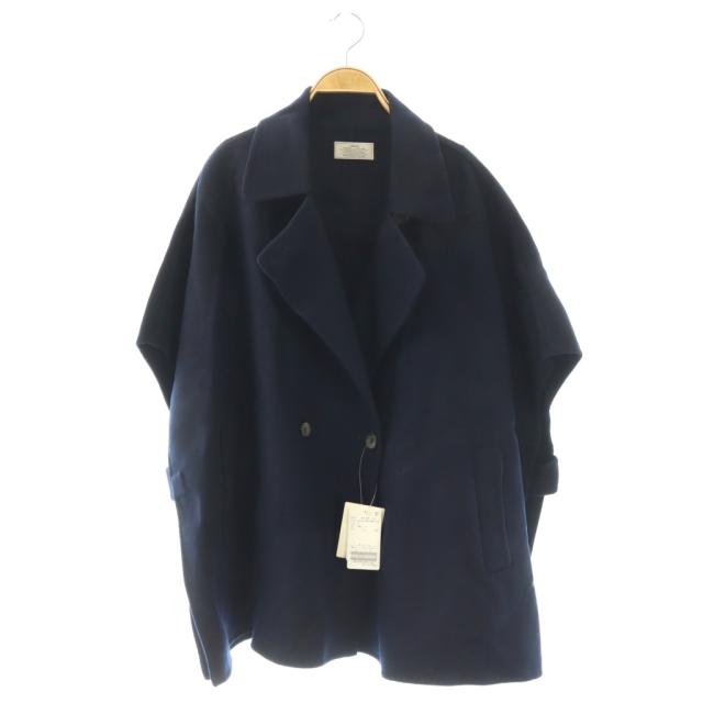 【中古】未使用品 ジャーナルスタンダード レリューム ウールナイロンリバーVEST ベスト ポンチョ F ネイビー