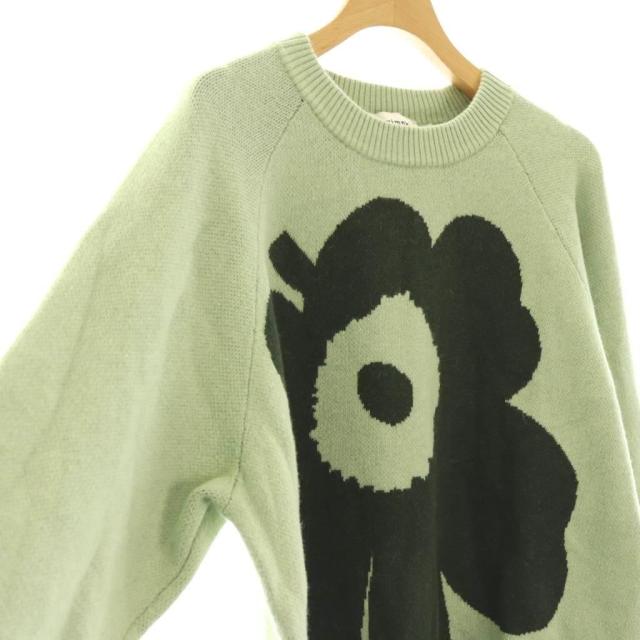 【中古】マリメッコ marimekko ウニッコ ニット セーター プルオーバー S ライトグリーン ダークグリーン /CX ■OS_2
