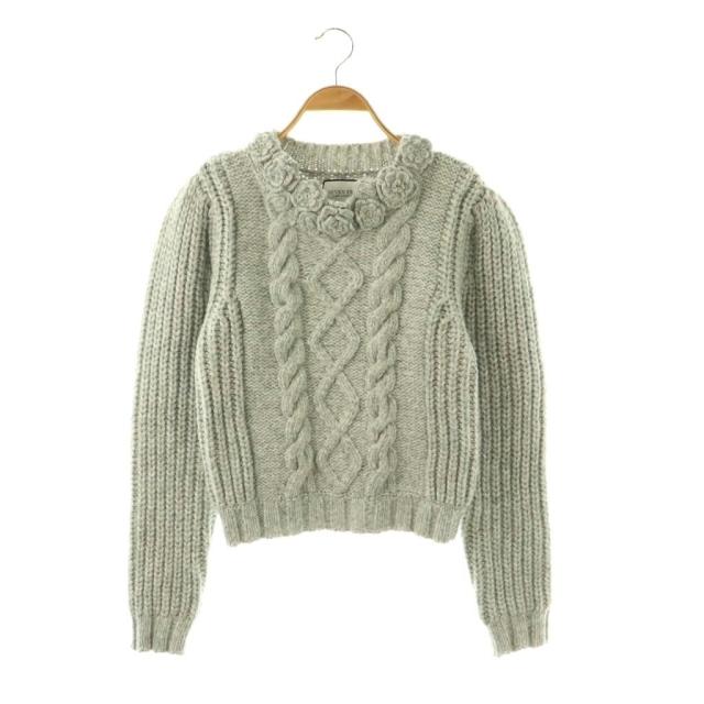 【中古】セブンテンバイミホカワヒト 24AW クロシェ フラワー ケーブル ニット セーター 長袖 M グレー