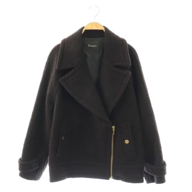 【中古】ダイアグラム グレースコンチネンタル シャギーライダースコート アウター ジップアップ ウール 38 黒 /NR