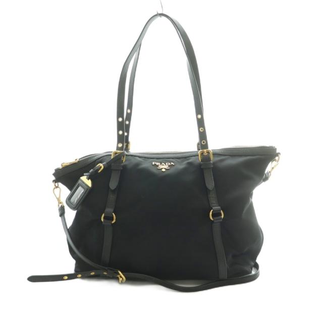 【中古】プラダ PRADA 2WAY トートバッグ ショルダーバッグ 黒 1BG253 /MI ■OS ■OH レディース