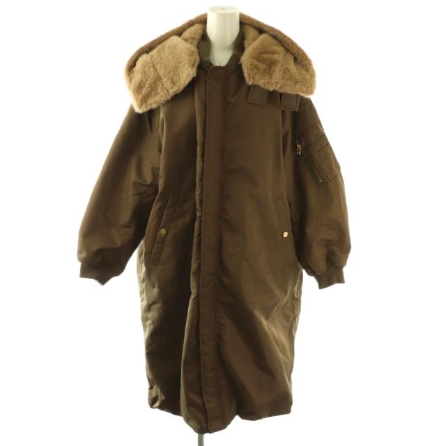 【中古】アッパーハイツ upper hights THE U-2 LONG HOODIE コート アウター フェイクファー 1 ブラウン /CX ■OS