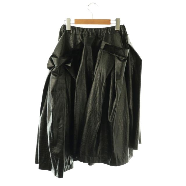 【中古】コムデギャルソン COMME des GARCONS AD2024 フェイクレザー ボリュームスカート フレアスカート XS_1