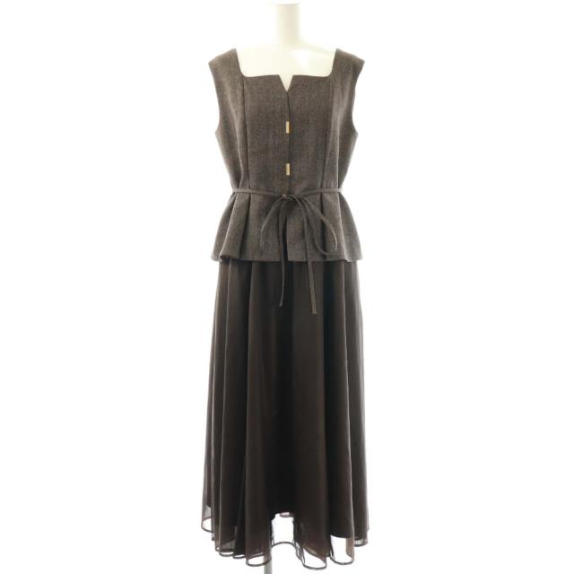 【中古】ジャスグリッティー JUSGLITTY 25AW ドッキングジャンスカワンピース ロング ノースリーブ 1 ブラウン /HK
