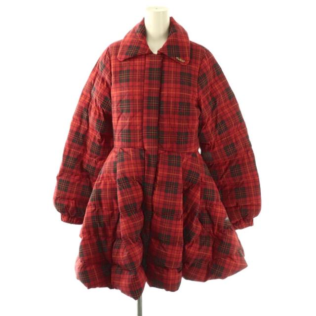 【中古】セルキー Selkie タータンチェックAライン中綿コート XXS レッド マルチカラー /ES ■OS レディース