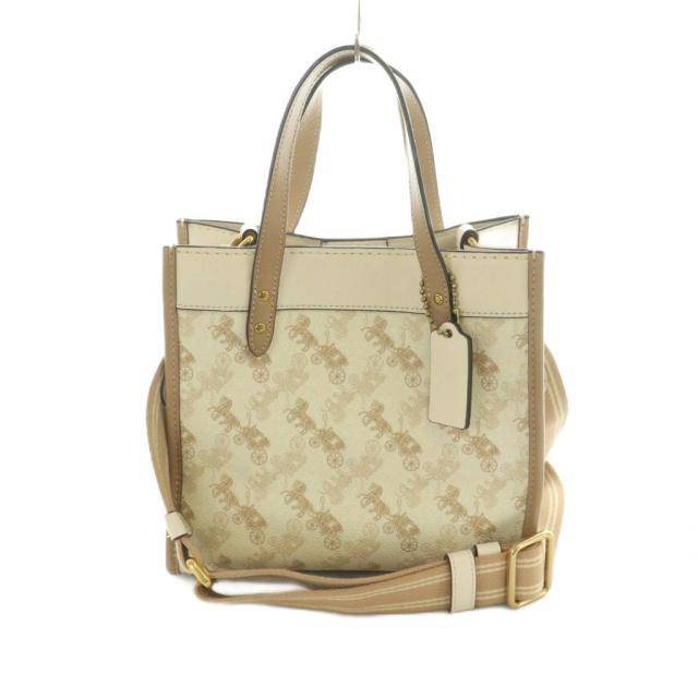 【中古】コーチ COACH 2WAY トートバッグ ショルダーバッグ 総柄 アイボリー ベージュ C3866 /MI ■OS レディース