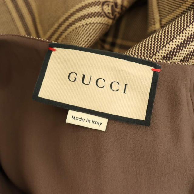 【中古】グッチ GUCCI 771409 ベルテッドノースリーブワンピース 40 ブラウン ベージュ /ES ■OS レディース_7