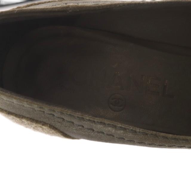 【中古】シャネル CHANEL パンプス ウエッジソール 切替トゥ ココマーク フェルト 36.5 グレー ブラック G26858_5