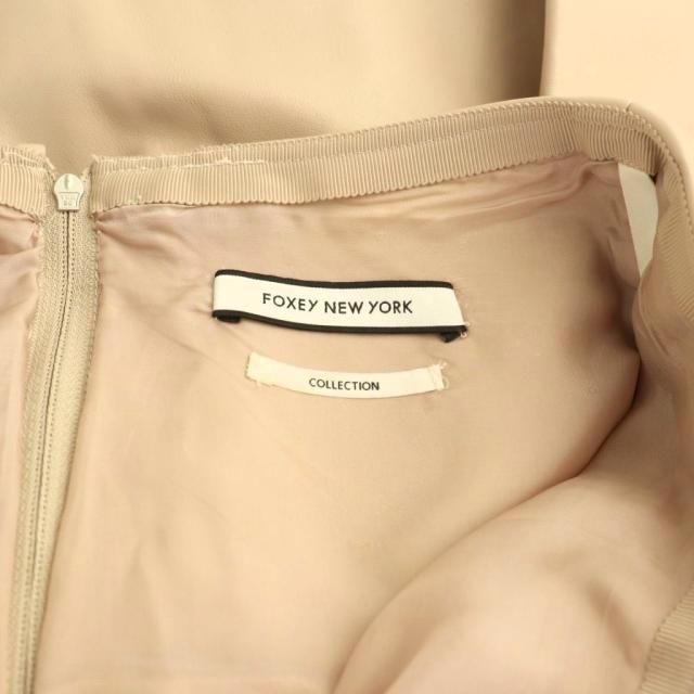 【中古】フォクシーニューヨーク FOXEY NEW YORK フェイクレザー ミニプリーツスカート 38 ピンクベージュ_4
